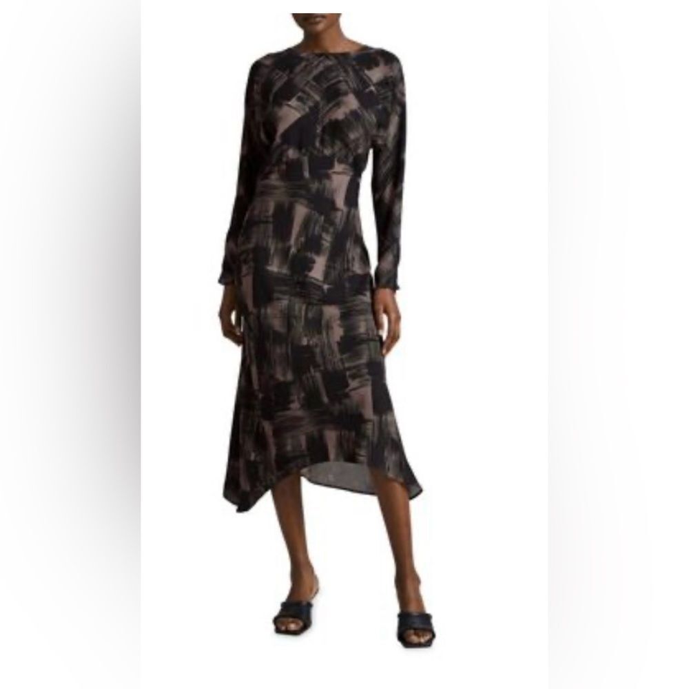 🔥Clearance🔥 & Other Stories Abstract Black and Brown Midi Dress